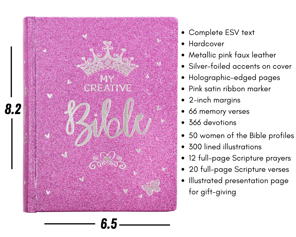 Personalized ESV Journaling Bible | My Creative Coloring Bible for Girls | Metallic Pink | Faux Leather
