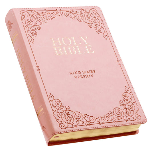 Personalized KJV Giant Print Bible – Pink Faux Leather, 14-Point Text, Free “More Precious than Rubies” Journal, Debossed Bible