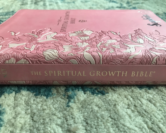 Personalized NLT Pink Faux Leathe Spiritual Growth Bible